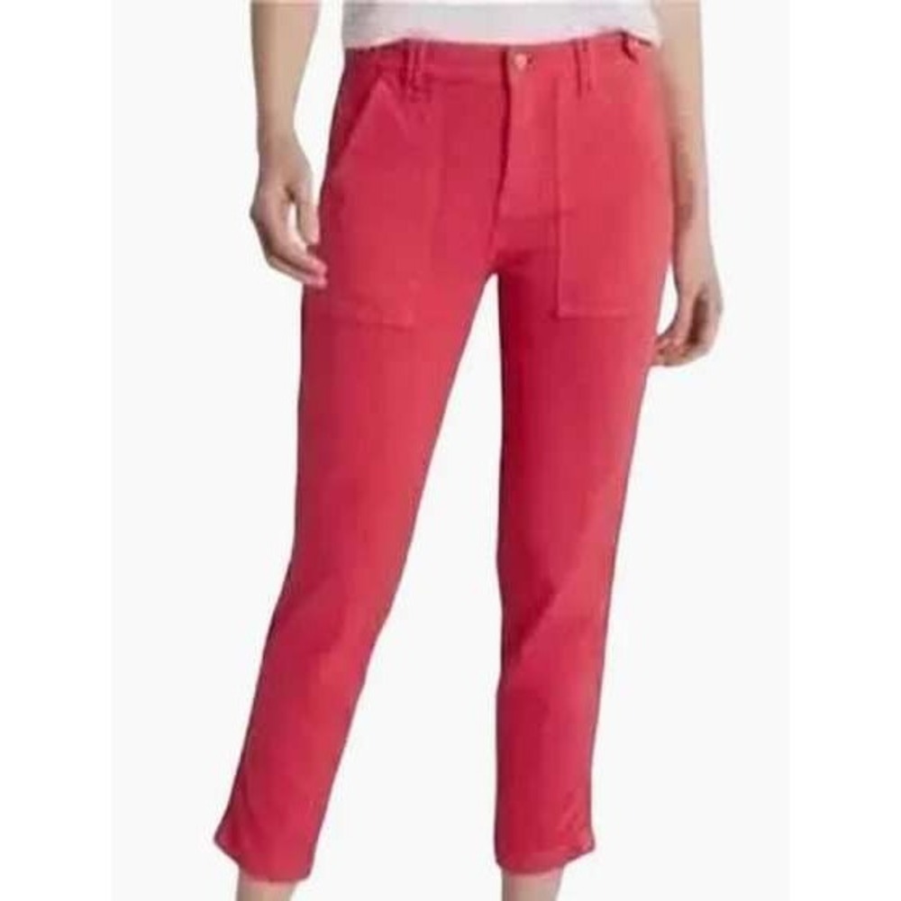 Pistola Salmon Coral Utility Straight Crop Jeans Patch Pocket Stretch NWT 33